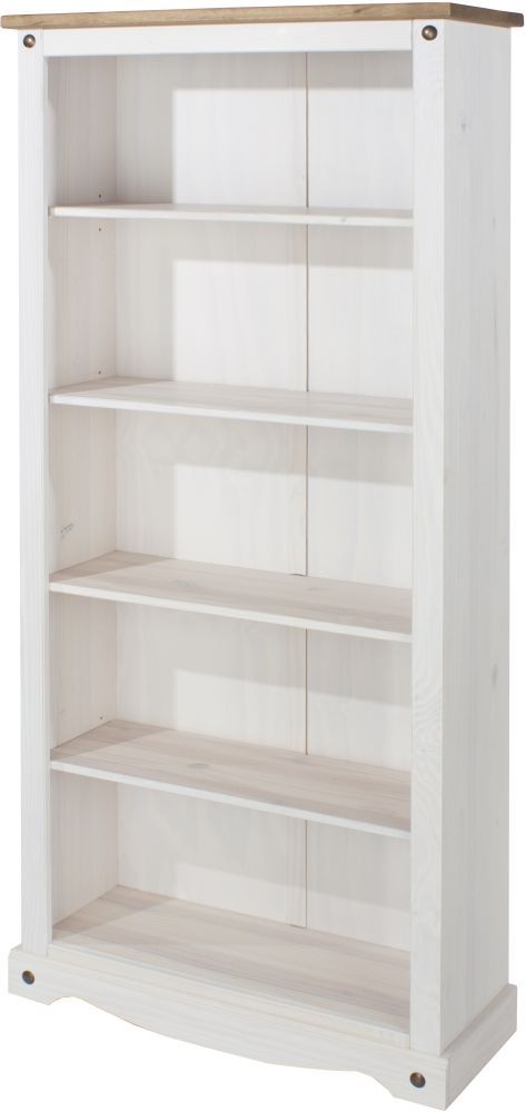 Product photograph of Corona White Mexican Tall Bookcase from Choice Furniture Superstore.