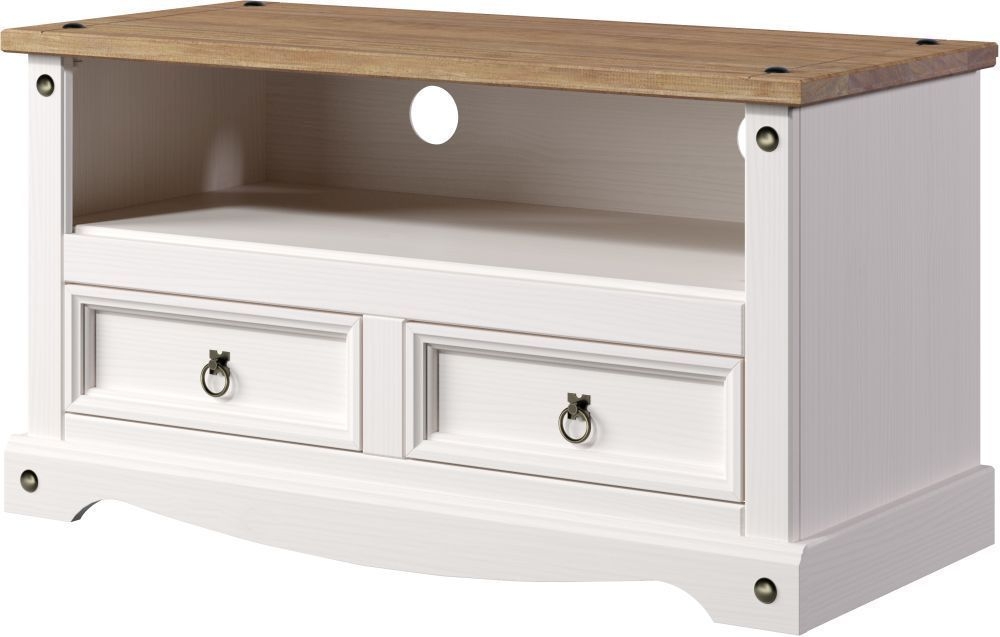 Product photograph of Corona White Mexican Pine 95cm Tv Unit from Choice Furniture Superstore.