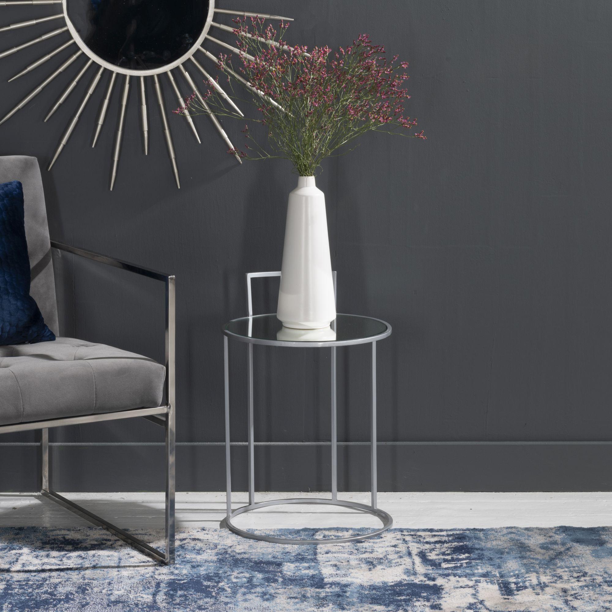 Product photograph of Clearance - Torrance Glass And Silver Round Side Table - Brand New Item from Choice Furniture Superstore.