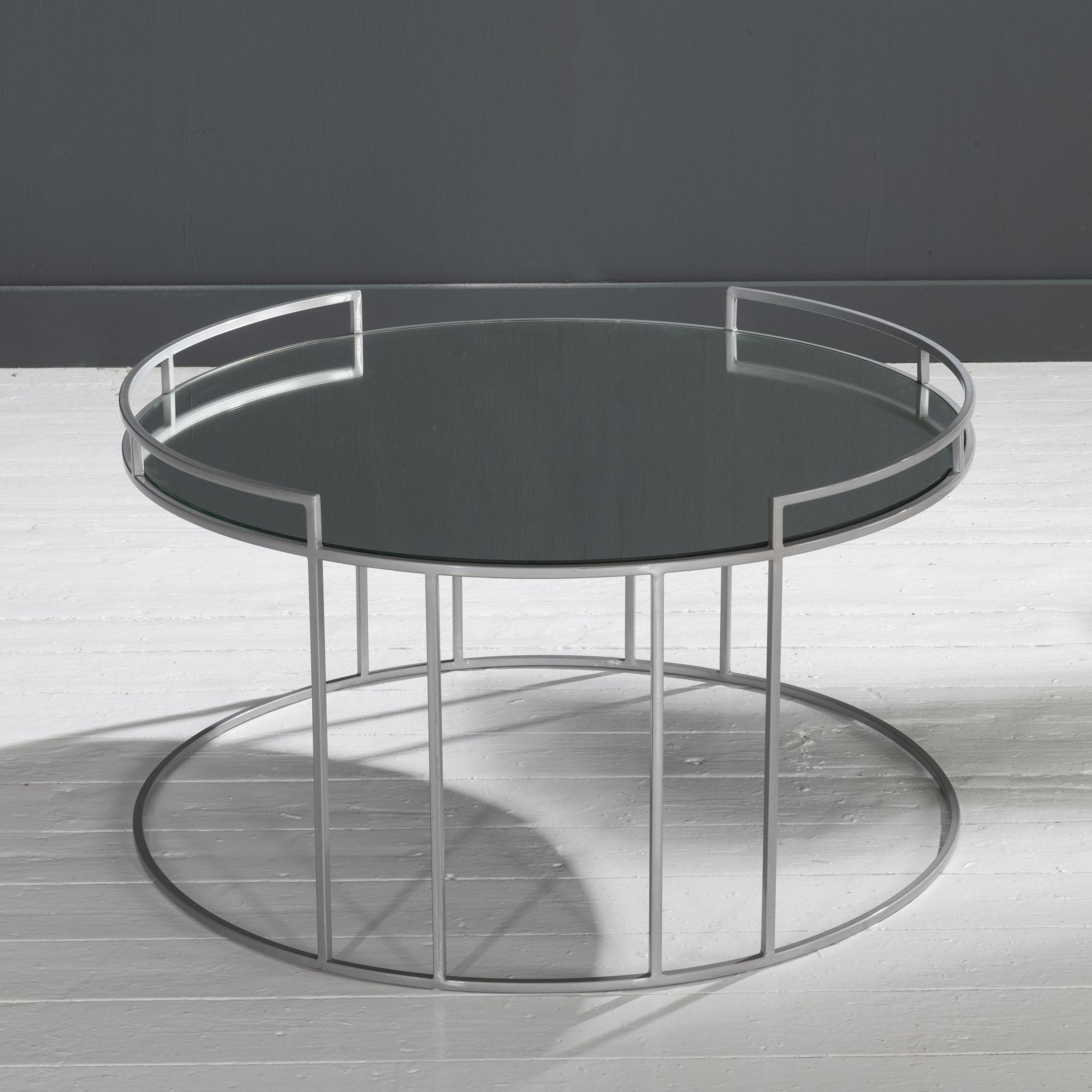 Product photograph of Clearance - Torrance Glass And Silver Round Coffee Table from Choice Furniture Superstore.