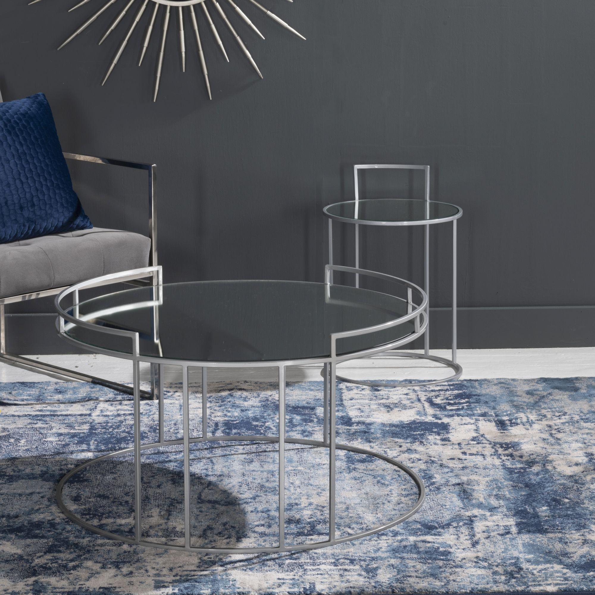 Product photograph of Clearance - Torrance Glass And Silver Round Coffee Table from Choice Furniture Superstore.