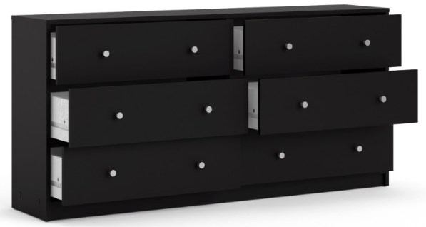 Product photograph of May Black 6 Drawer Wide Chest from Choice Furniture Superstore.
