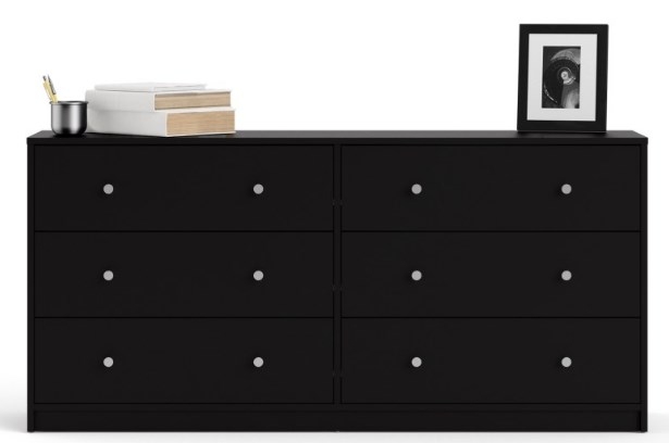Product photograph of May Black 6 Drawer Wide Chest from Choice Furniture Superstore.