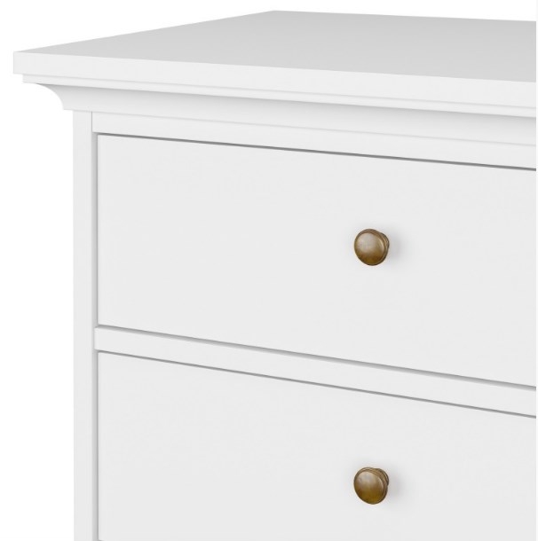 Product photograph of Paris White 5 Drawer Narrow Chest from Choice Furniture Superstore.