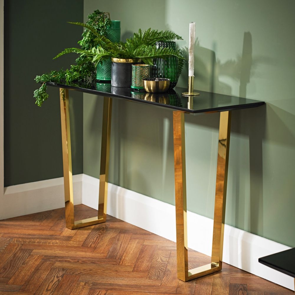 Product photograph of Antibes Black And Gold Console Table from Choice Furniture Superstore.