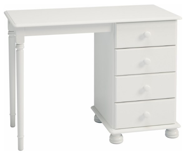 Product photograph of Richmond White 4 Drawer Single Dressing Table from Choice Furniture Superstore.