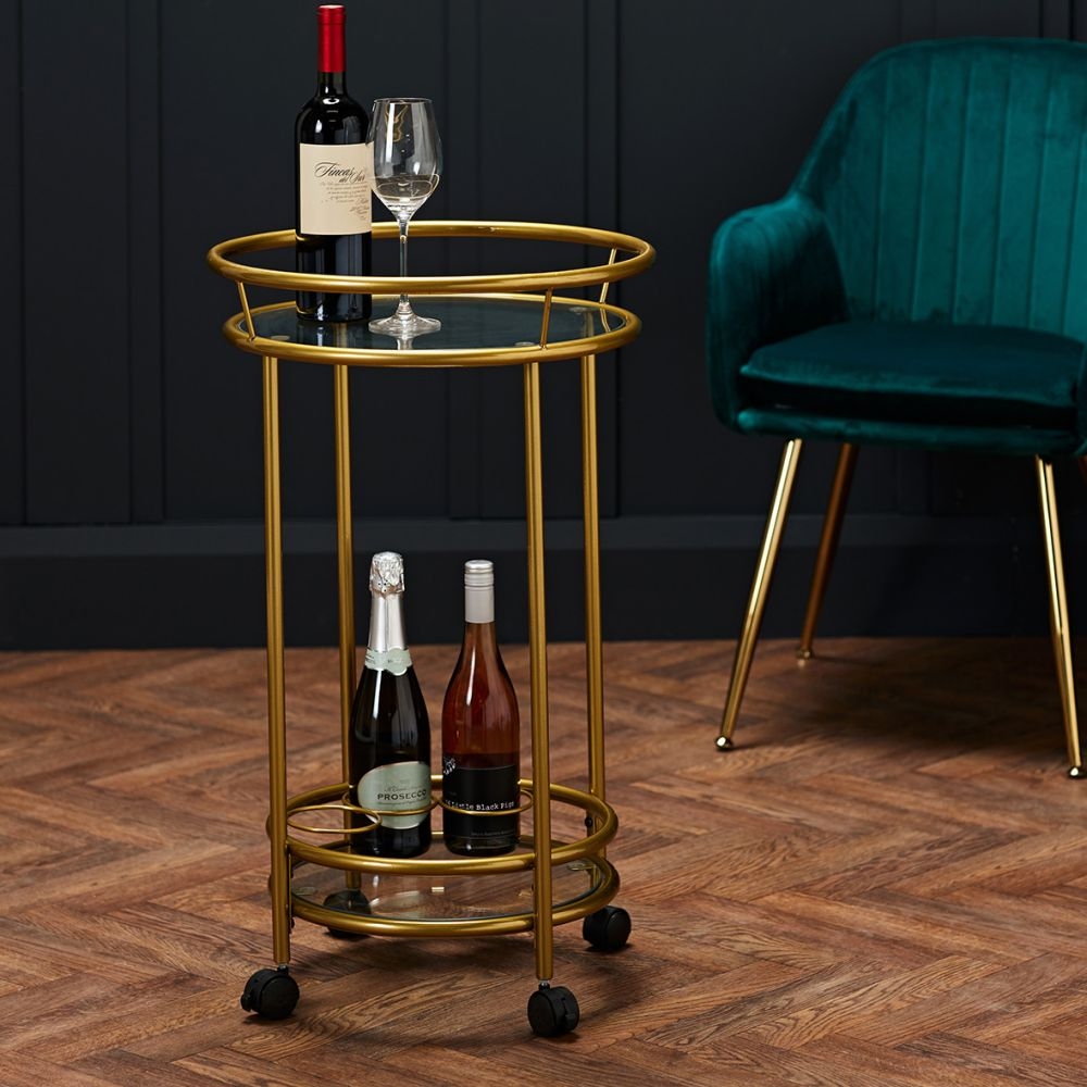 Product photograph of Collins Glass And Gold Drinks Trolley from Choice Furniture Superstore.