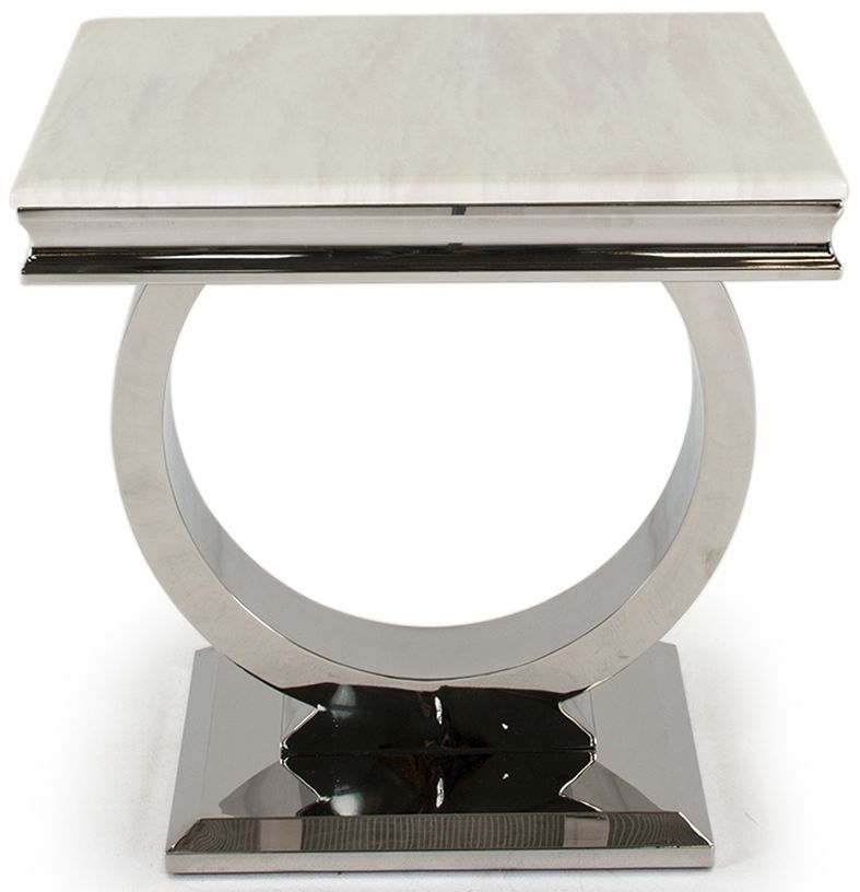 Product photograph of Vida Living Arianna Cream Marble Lamp Table from Choice Furniture Superstore.