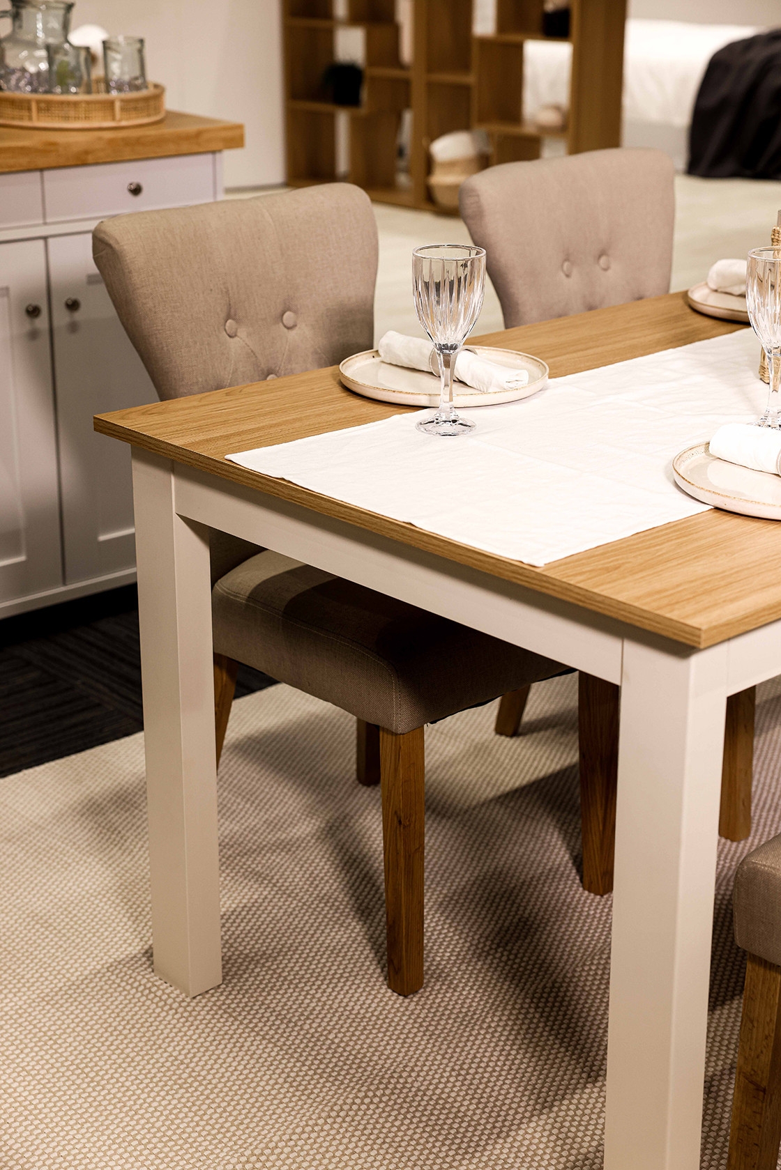 Product photograph of Naples Fabric Dining Chair With Wooden Legs Sold In Pairs - Comes In Beige And Grey from Choice Furniture Superstore.
