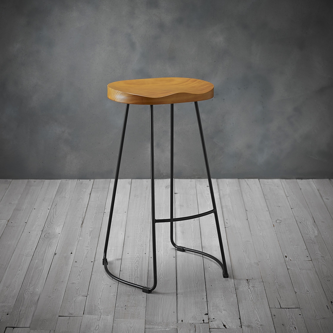 Product photograph of Bailey Solid Pine And Gold Bar Stool from Choice Furniture Superstore.