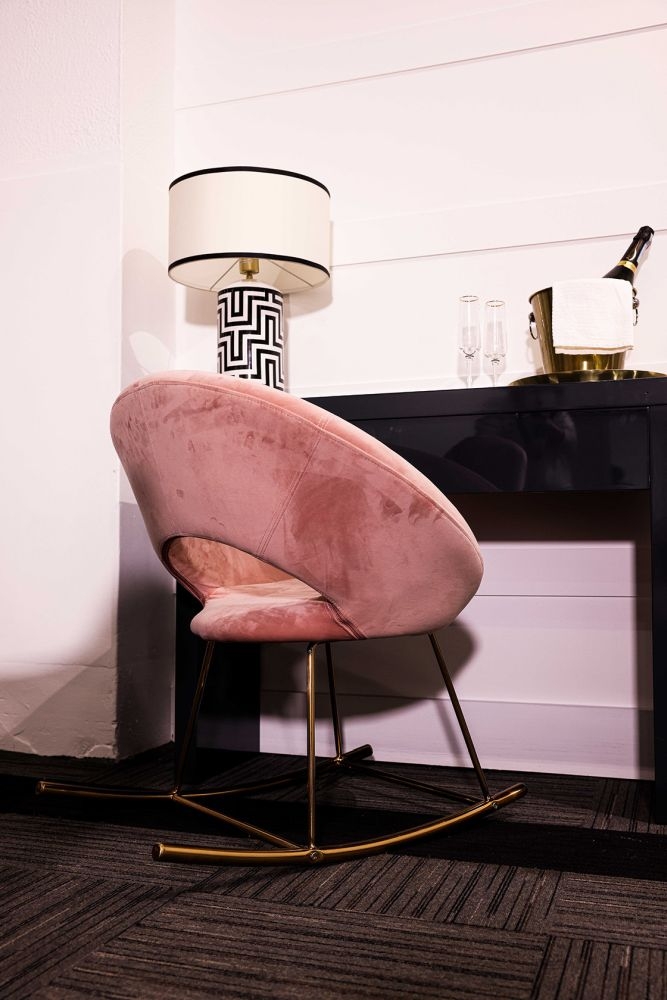Product photograph of Stella Vintage Pink Velvet Rocking Chair from Choice Furniture Superstore.
