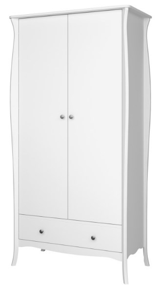 Product photograph of Baroque 2 Door 1 Drawer Wardrobe White from Choice Furniture Superstore.