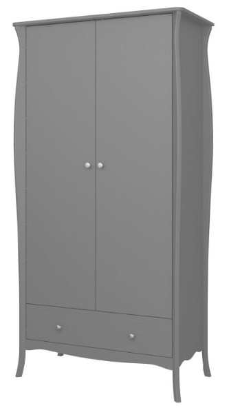 Product photograph of Baroque 2 Door 1 Drawer Wardrobe Grey from Choice Furniture Superstore.