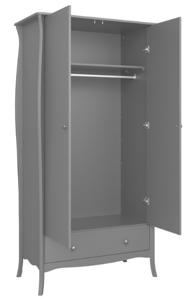 Product photograph of Baroque 2 Door 1 Drawer Wardrobe Grey from Choice Furniture Superstore.