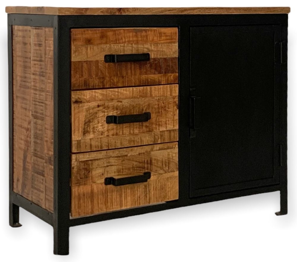 Product photograph of Induse Industrial Mango Wood 90cm Small Sideboard from Choice Furniture Superstore.