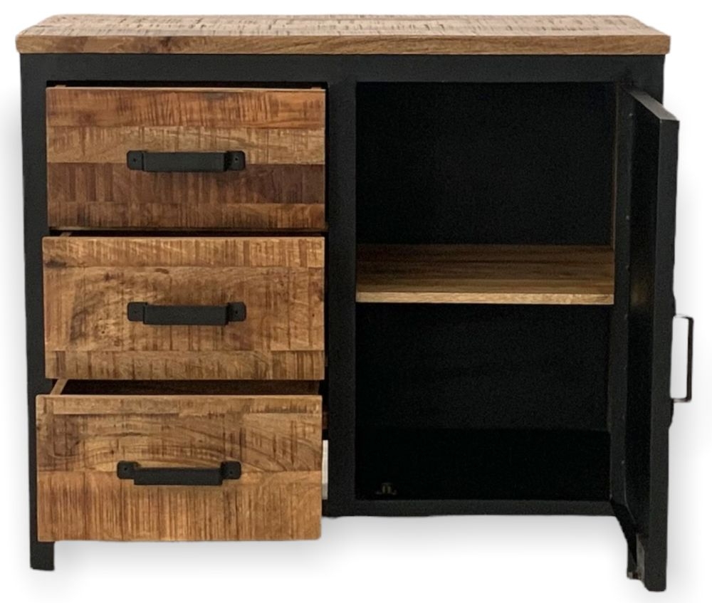 Product photograph of Induse Industrial Mango Wood 90cm Small Sideboard from Choice Furniture Superstore.