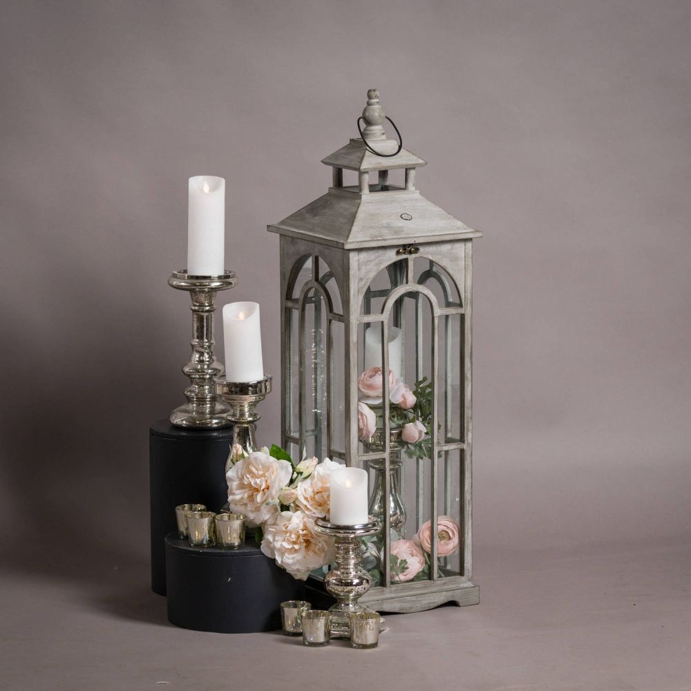 Product photograph of Set Of 3 Wooden Lanterns With Archway Design from Choice Furniture Superstore.