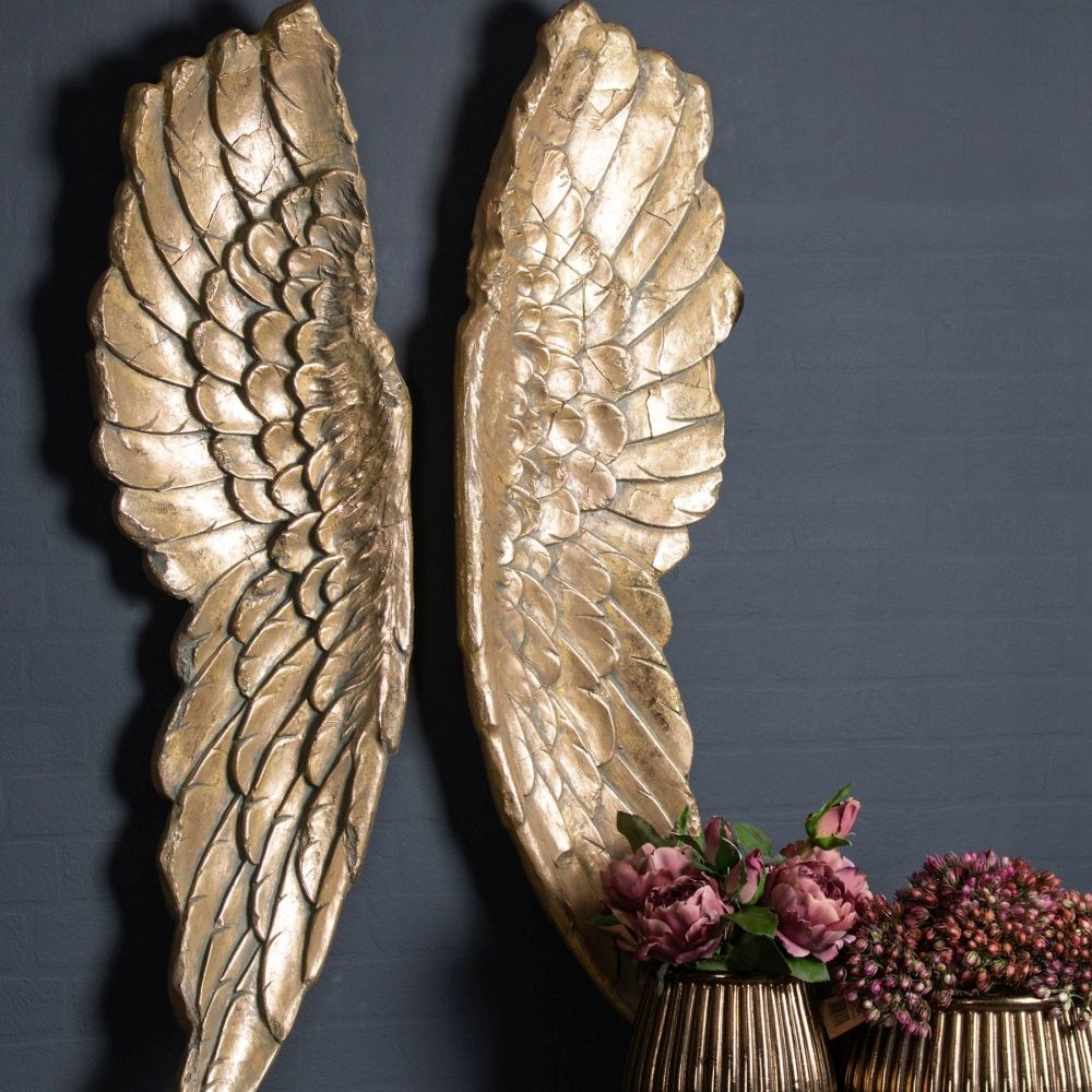 Product photograph of Hill Interiors Gold Large Angel Wings from Choice Furniture Superstore.