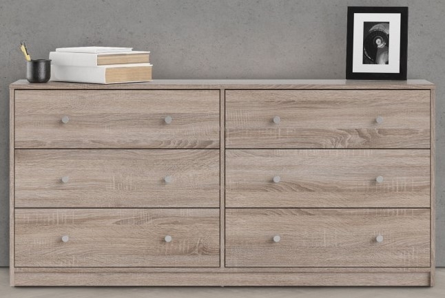 Product photograph of May Chest Of 6 Drawer In Jackson Hickory Oak from Choice Furniture Superstore.