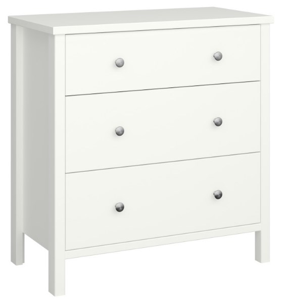 Product photograph of Tromso White 3 Drawer Small Chest from Choice Furniture Superstore.
