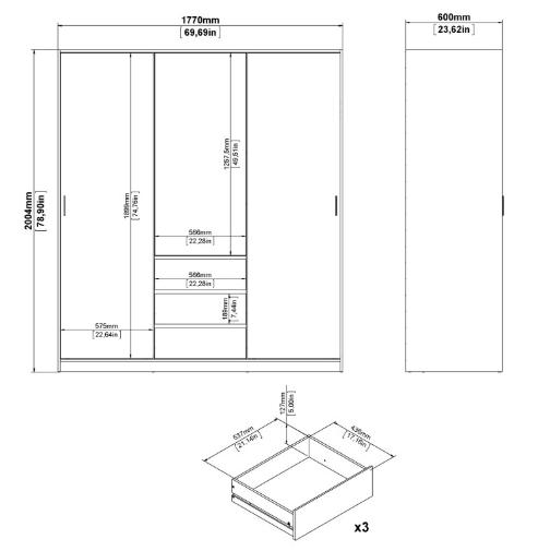 Product photograph of Naia Wardrobe With 2 Sliding Door 1 Door 3 Drawer In White High Gloss from Choice Furniture Superstore.