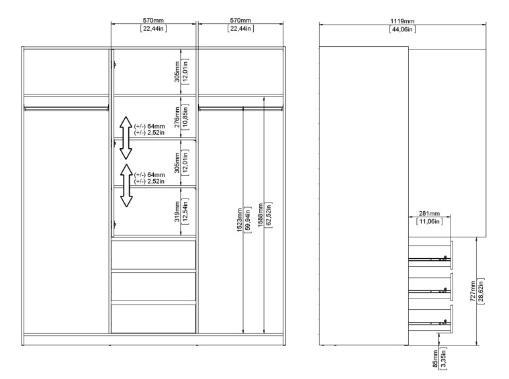 Product photograph of Naia Wardrobe With 2 Sliding Door 1 Door 3 Drawer In White High Gloss from Choice Furniture Superstore.