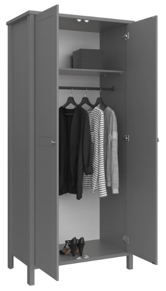 Product photograph of Tromso Grey 2 Door Wardrobe from Choice Furniture Superstore.