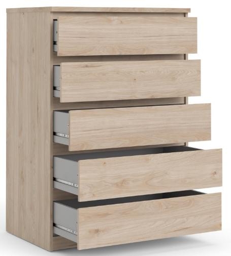 Product photograph of Naia Oak Effect 5 Drawer Chest from Choice Furniture Superstore.
