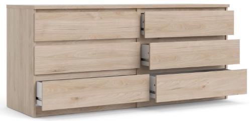 Product photograph of Naia Wide Chest Of 6 Drawer In Jackson Hickory Oak from Choice Furniture Superstore.