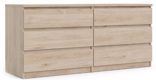 Product photograph of Naia Wide Chest Of 6 Drawer In Jackson Hickory Oak from Choice Furniture Superstore.