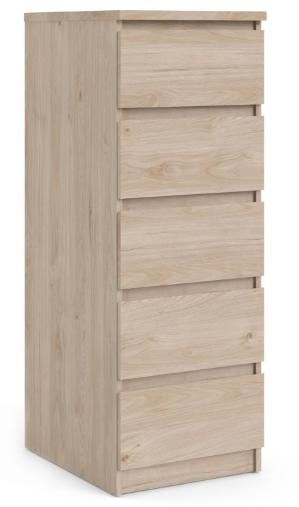 Product photograph of Naia Narrow Chest Of 5 Drawer In Jackson Hickory Oak from Choice Furniture Superstore.