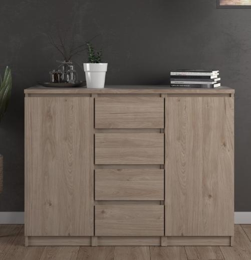 Product photograph of Naia Oak Effect 2 Door Small Sideboard from Choice Furniture Superstore.