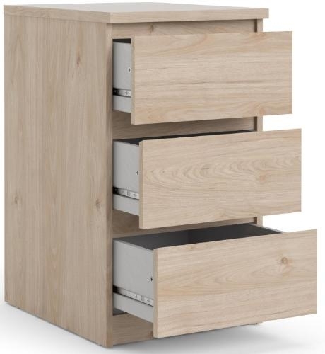 Product photograph of Naia Oak Effect 3 Drawer Bedside Cabinet from Choice Furniture Superstore.