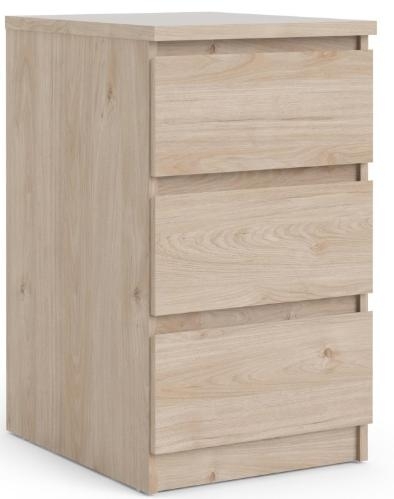 Product photograph of Naia Oak Effect 3 Drawer Bedside Cabinet from Choice Furniture Superstore.