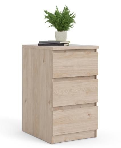 Product photograph of Naia Oak Effect 3 Drawer Bedside Cabinet from Choice Furniture Superstore.