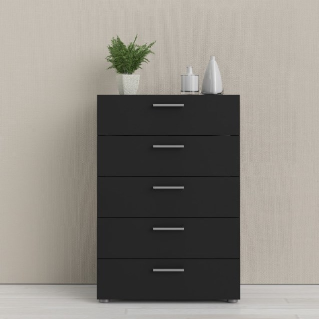 Product photograph of Pepe Chest Of 5 Drawer In Black from Choice Furniture Superstore.