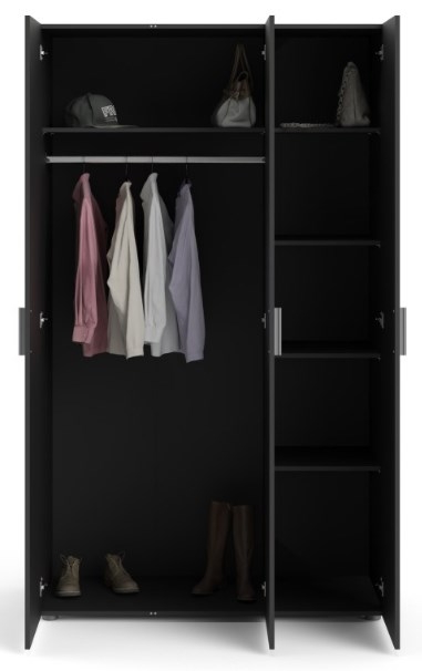 Product photograph of Pepe Black 3 Door Triple Wardrobe from Choice Furniture Superstore.