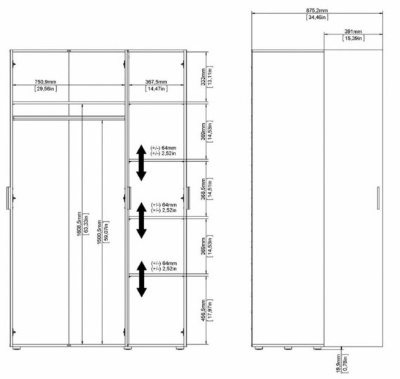 Product photograph of Pepe Black 3 Door Triple Wardrobe from Choice Furniture Superstore.