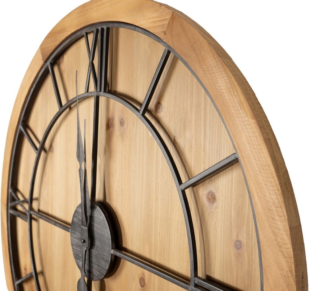 Product photograph of Williston Large Wooden Wall Clock - 90cm X 90cm from Choice Furniture Superstore.