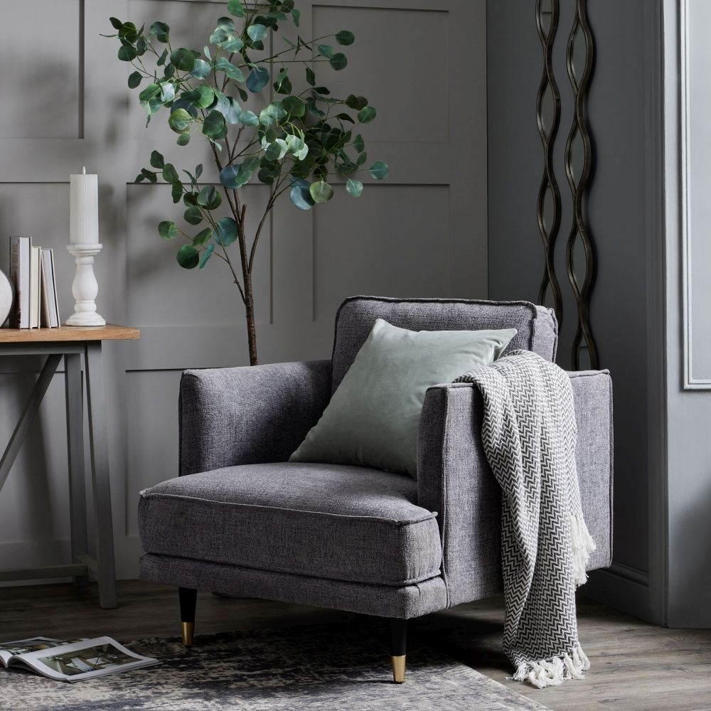 Product photograph of Harrison Fabric Grey Armchair from Choice Furniture Superstore.