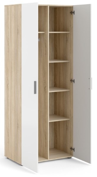 Product photograph of Pepe Oak Effect And White Gloss 2 Door Wardrobe from Choice Furniture Superstore.