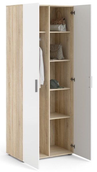 Product photograph of Pepe Oak Effect And White Gloss 2 Door Wardrobe from Choice Furniture Superstore.