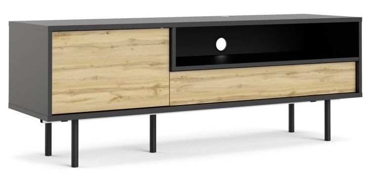 Product photograph of Match Oak Effect 137cm Tv Unit from Choice Furniture Superstore.