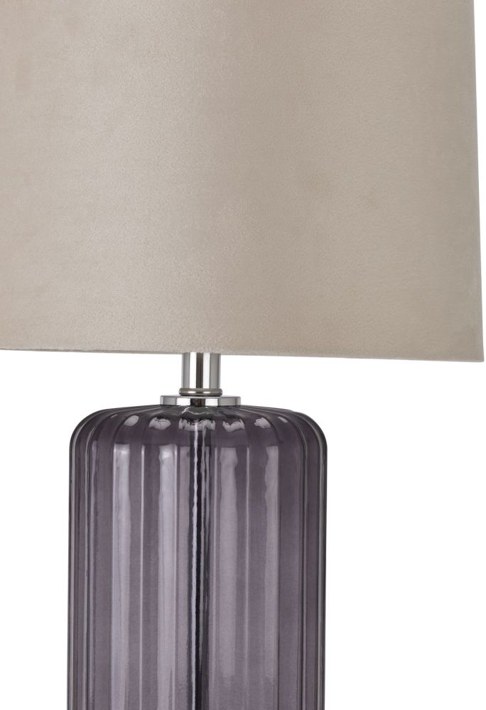 Product photograph of Alberta Metallic Glass Lamp With Velvet Shade from Choice Furniture Superstore.