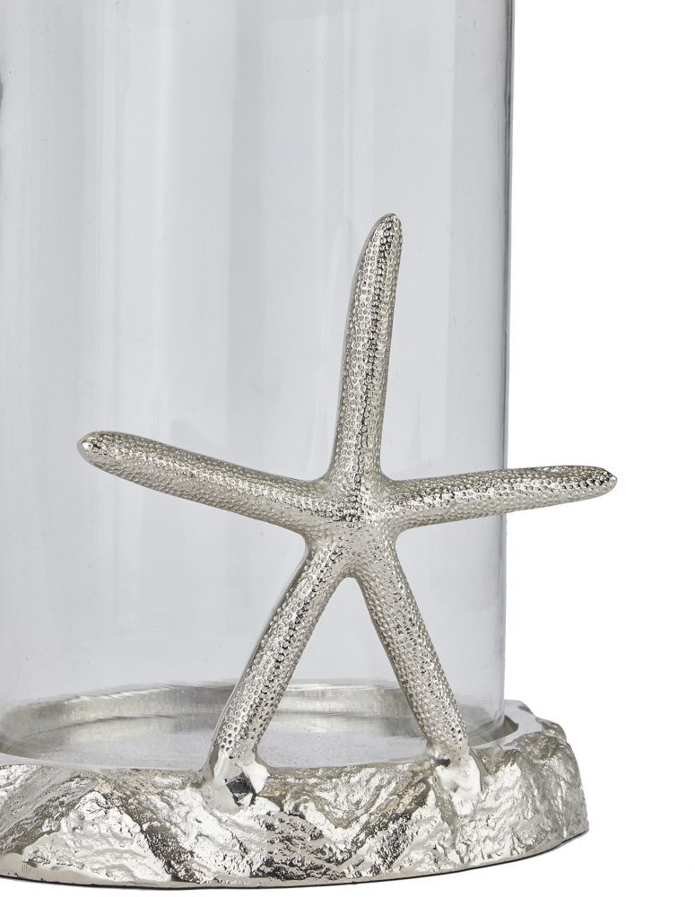 Product photograph of Silver Starfish Candle Hurricane Lantern from Choice Furniture Superstore.