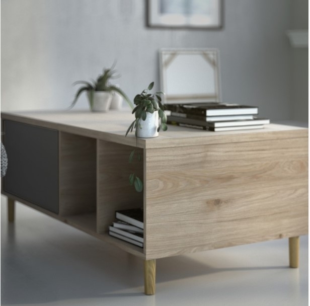 Product photograph of Rome Black And Oak Effect Sliding Top Coffee Table from Choice Furniture Superstore.