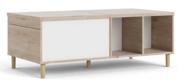 Product photograph of Rome White And Oak Effect Sliding Top Coffee Table from Choice Furniture Superstore.