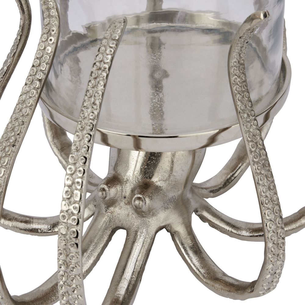 Product photograph of Large Silver Octopus Candle Hurricane Lantern from Choice Furniture Superstore.