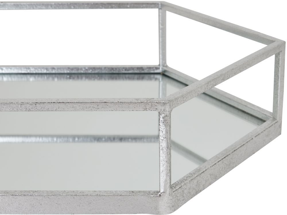 Product photograph of Hill Interiors Silver Hexagon Set Of Two Trays from Choice Furniture Superstore.