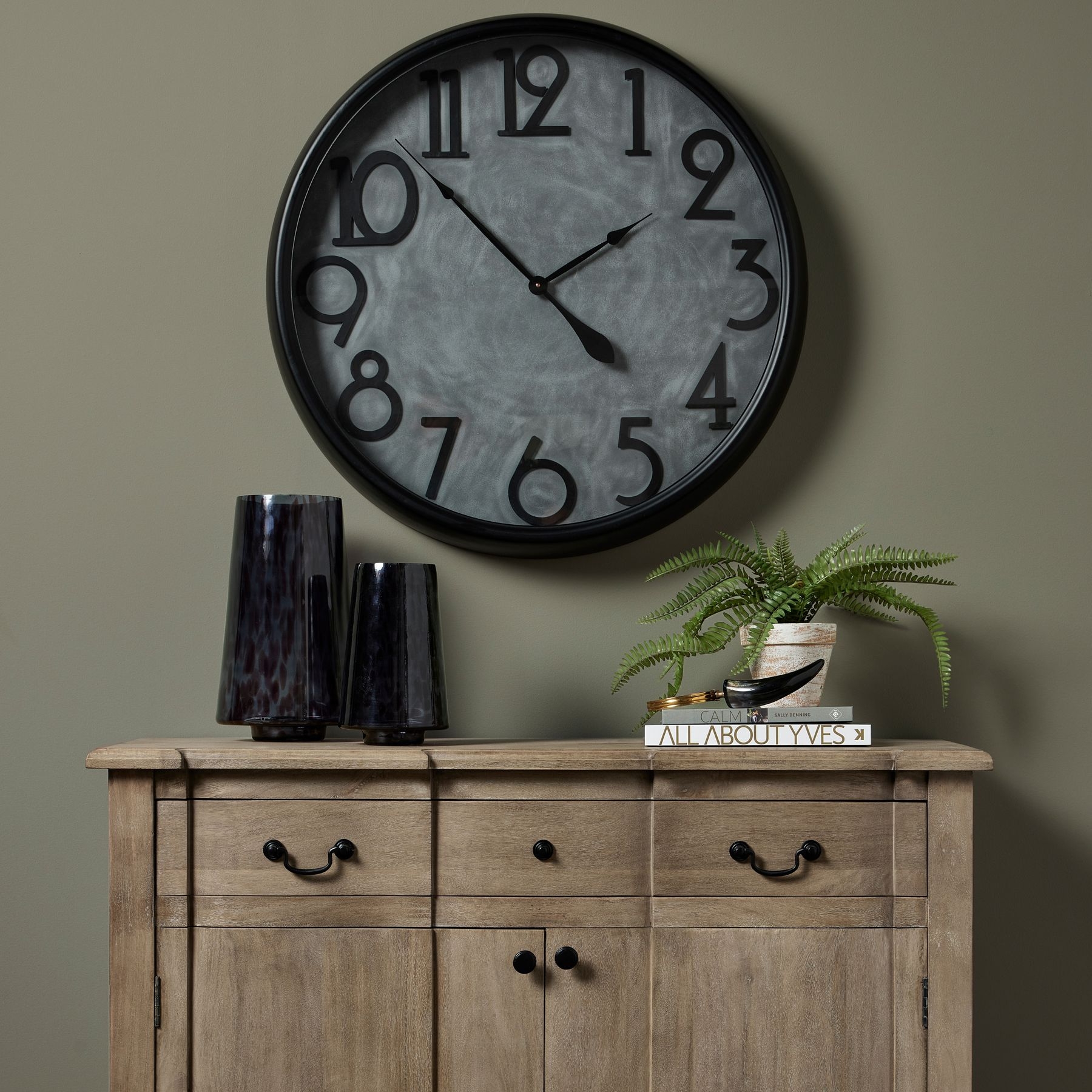 Product photograph of Soho Concrete Effect Large Clock - 80cm X 80cm from Choice Furniture Superstore.